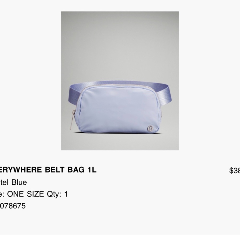 Pale blue Lulu lemon belt bag